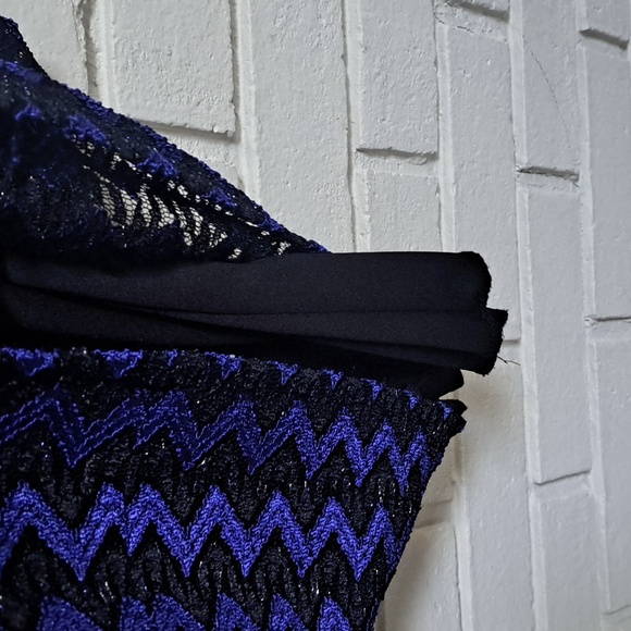 Connected Apparel Chevron Lace Overlay Silver Glitter Formal Dress. Size 14 - Picture 4 of 8